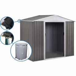 Abri jardin métal "Dallas" - 5,29 m² avec gouttière et récupérateur d'eau Découvrez l'Abri de Jardin Métal, une solution de r ...