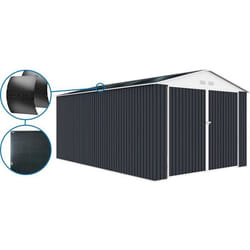 Habitat Et Jardin Garage Métal " Houston" - 15,36 M² Avec Panneau Solaire - Anthracite