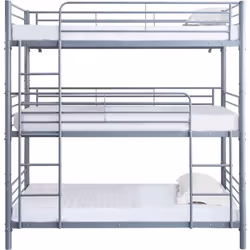 Lit superposé "HAVIN" - Métal - 3 couchages - 190 x 90 cm - Gris Lit superposé "HAVIN". Le lit superposé "HAVIN" 3 étages vou ...