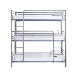 Lit superposé en métal triple HAVIN - 90 x 190 cm - Gris