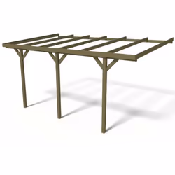 Carport voiture bois adossé " Solar 2 " en pin traité - Traitement autoclave classe 3 FSC - 3 Poteaux 9 x 9 cm - Visserie fou ...