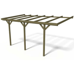 Carport bois adossé voiture " Solar 2 " - 300 x 454 x 245 cm