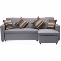 Canapé avec fonction convertible "Kimberland" - Dimensions : 222 x 82/145.5 x 69 cm - Tissu - 3 places - Gris Canapé converti ...
