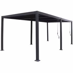 Tonnelle pergola bioclimatique 3 x 6 m "Windsor" en aluminium et métal - Dimensions : 292 x 574 x 224 cm - Gris Pergola biocl ...