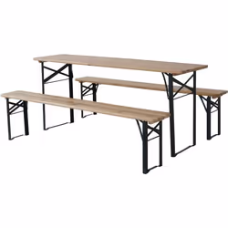 Habitat Et Jardin Table De Jardin Brasserie Pliante Avec 2 Bancs " Lisbonne " - 176 X 46 X 75 Cm - Marron