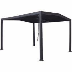 Pergola bioclimatique toit en V "Victoria" en aluminium et métal - 3,5 x 4 m - Dimensions : 338 x 392 x 242 cm - Gris - Poids ...