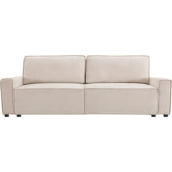 Palozi Sofa Canapé Droit Convertible En Tissu Chenille "montaigne" - 3 Places -  Beige