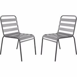Fauteuil chaise bistrot de jardin empilable en métal "Bilbao" - Lot de 2 - Dimensions : 59 x 55 x 84 cm - Dimensions de l'ass ...