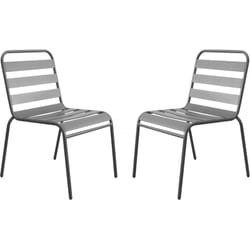 Lot de 2 chaises de jardin en métal empilables "Bilbao" - Taupe