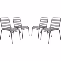 Habitat Et Jardin Lot De 4 Chaises De Jardin En Métal Empilables "bilbao" - Taupe