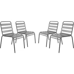Habitat Et Jardin Lot De 4 Chaises De Jardin En Métal Empilables "bilbao" - Taupe