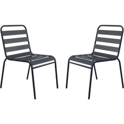 Lot de 2 chaises de jardin en métal empilables 'Bilbao' - Gris