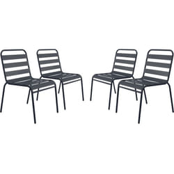 Lot de 4 chaises de jardin en métal empilables 'Bilbao' - Gris