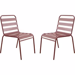 Habitat Et Jardin Lot De 2 Chaises De Jardin En Métal Empilables "bilbao" - Terracotta