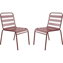 Habitat Et Jardin Lot De 2 Chaises De Jardin En Métal Empilables "bilbao" - Terracotta