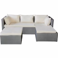 Salon de jardin 3 places en résine tressée "Diya" - Dimension : 140 x 77 x 63 cm - 3/4 places - Poids maximum supporté : 160  ...