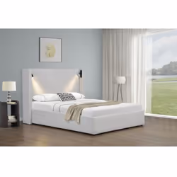 Lit coffre en velours côtelé multi fonction - Coffre, Lampes de lectures et prises USB intégrés - Dimensions 210 x 163 x 120 ...