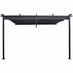 Habitat Et Jardin Pergola Adossée En Aluminium Avec Toit Rétractable-  3 X 4 M -  Gris