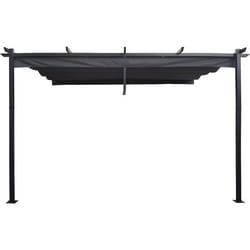 Habitat Et Jardin Pergola Adossée En Aluminium Avec Toit Rétractable-  3 X 4 M -  Gris