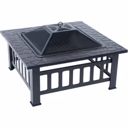 Foyer barbecue extérieur "Flaméo" - Dimensions: 81 x 81 x 45 cm - Dimensions de la grille : 30 x 30 cm - Dimensions du couver ...