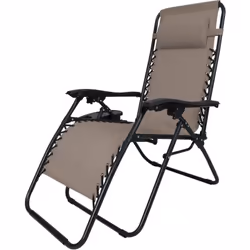 chaise longue de jardin relax zero gravity avec porte gobelet "Sintra" - Dimensions 160 x 64 x 109 cm - Couleur taupe Fauteui ...