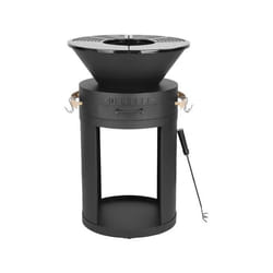 Barbecue plancha brasero a charbon et bois Cesar - 49 x 49 x 92 cm - Noir