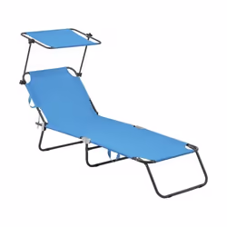 Habitat Et Jardin Bain De Soleil Pliable "lazy" - Avec Pare Soleil - Bleu