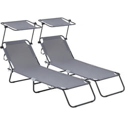 Habitat Et Jardin Lot De 2 Bains De Soleil Pliable "lazy" - Avec Pare Soleil - Gris