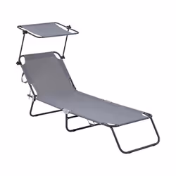 Habitat Et Jardin Bain De Soleil Pliable "lazy" - Avec Pare Soleil - Gris