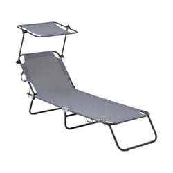 Habitat Et Jardin Bain De Soleil Pliable "lazy" - Avec Pare Soleil - Gris