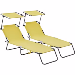 Habitat Et Jardin Lt De 2 Bains De Soleil Pliable "lazy" - Avec Pare Soleil - Jaune
