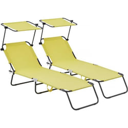 Habitat Et Jardin Lt De 2 Bains De Soleil Pliable "lazy" - Avec Pare Soleil - Jaune