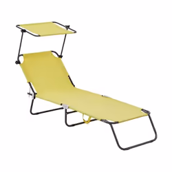 Habitat Et Jardin Bain De Soleil Pliable "lazy" - Avec Pare Soleil - Jaune