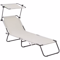Chaises longue transat de plage en métal "Lazy" - Pliable - Dimensions : 180 x 54.5 x 73 cm - Inclinable - Beige Bain de sole ...
