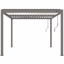 Pergola bioclimatique "Windsor" - 304 x 394 x 220 cm - Couleur : Taupe - 25 Lames : Blanche (0,04 cm)- Manivelle pour ouvrir  ...