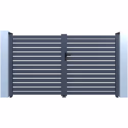 Habitat Et Jardin Portail Aluminium Semi Ajouré "julien" - 300 X 140 Cm - Gris