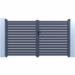 Habitat Et Jardin Portail Aluminium Semi Ajouré "julien" - 340 X 180 Cm - Gris