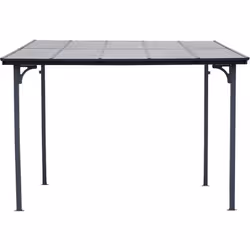 Pergola adossée "Marvin" - 304 x 298 x 191/243 cm - Gris foncé Transformez votre terrasse en un véritable havre de paix avec  ...