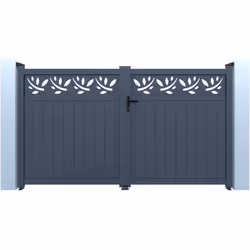Habitat Et Jardin Portail Aluminium Semi-ajouré à Motif "maya" - 300 X 140 Cm - Gris