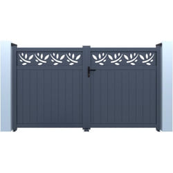 Habitat Et Jardin Portail Aluminium Semi-ajouré à Motif "maya" - 300 X 140 Cm - Gris