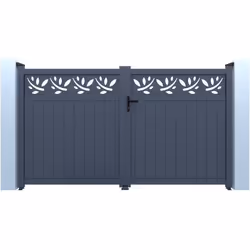 Habitat Et Jardin Portail Aluminium Semi-ajouré à Motif "maya" - 300 X 180 Cm - Gris