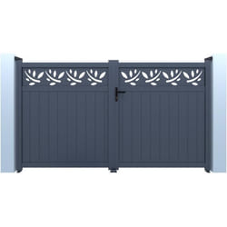 Habitat Et Jardin Portail Aluminium Semi-ajouré à Motif "maya" - 300 X 180 Cm - Gris