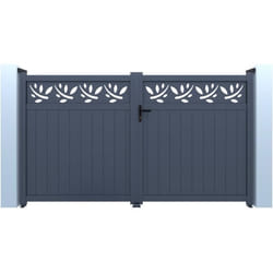 Habitat Et Jardin Portail Aluminium Semi-ajouré à Motif "maya" - 340 X 180 Cm - Gris