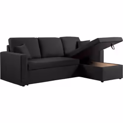 Habitat Et Jardin Canapé D'angle Convertible/ Réversible Avec Coffre "alain Ii" - 3 Places - Noir
