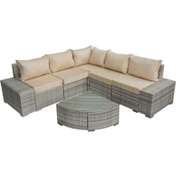 Habitat Et Jardin - Salon de jardin en résine tressée 'Milo' - 5 places - Gris