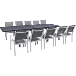 Habitat Et Jardin - Salon de jardin repas extensible 'Lagos' - 200/320 x 105 x 76 cm - 10 chaises - Gris foncé