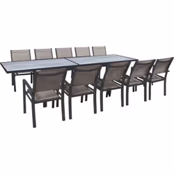 Ensemble table et chaises de jardin - Table de jardin en aluminium extensible - Dimensions : 200/320 x 105 x 76 cm - Gris - F ...