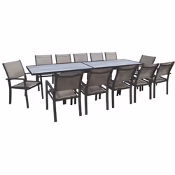 Ensemble table et chaises de jardin - repas de jardin en aluminium extensible - Dimensions : 200/320 x 105 x 76 cm - Gris - F ...