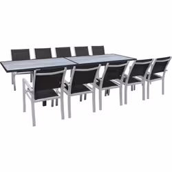 Ensemble table et chaises de jardin "Lagos" - Dimensions table : 200/320 x 105 x 76 cm - Fonction extensible - Effet marbre - ...