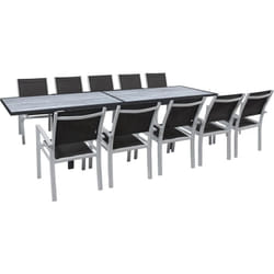 Habitat Et Jardin - Salon de jardin repas extensible 'Lagos' - Table extensible 200/320 x 105 x 76 cm - 10 chaises - Noir